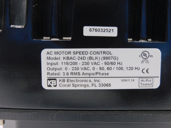 KB ELECTRONICS KBAC-24D (BLK) (9987G) 115/208-230VAC 3.6A NSMP