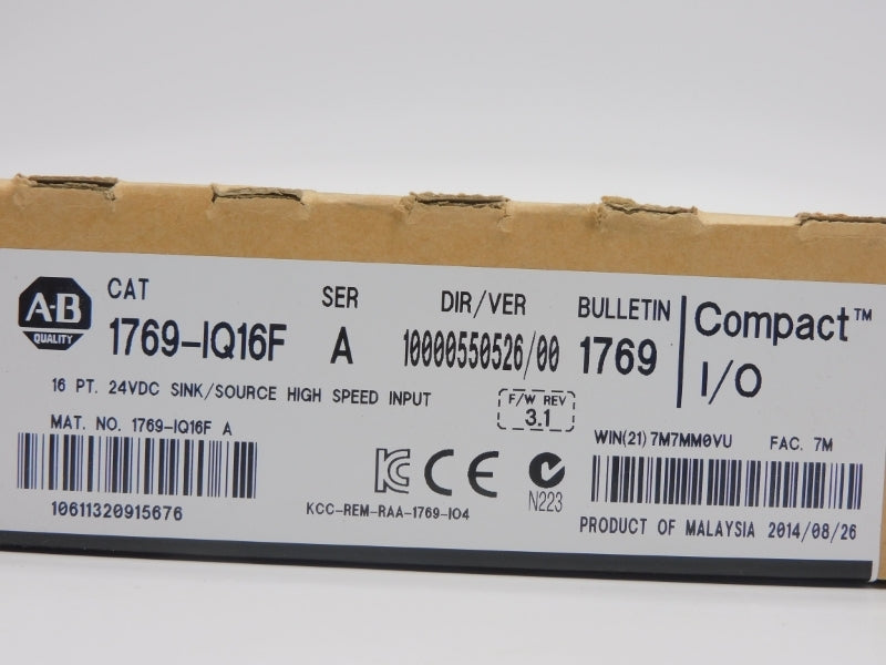 ALLEN BRADLEY 1769-IQ16F SER. A F/W 3.1 24VDC DATE: 2014 NSFS