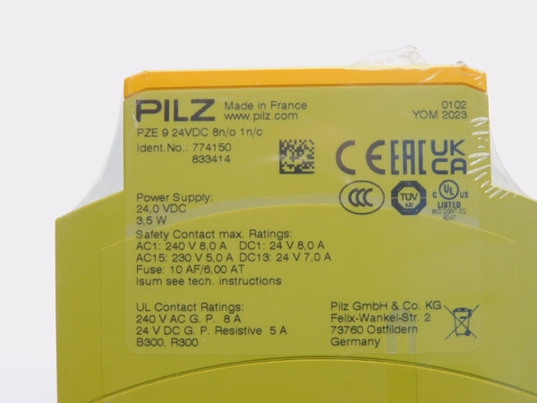 PILZ PZE-9-24VDC-8N/O-1N/C 774150 24.0VDC 8A NSNP