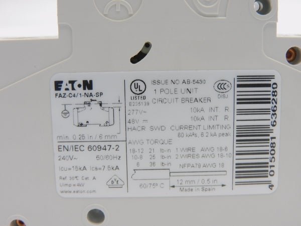 EATON FAZ-C4/1-NA-SP 277V 4A NSNP