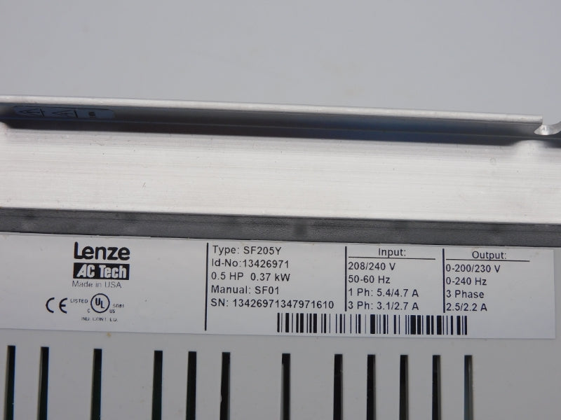 LENZE AC TECH SF205Y 13426971 208/240V 5.4/4.7A NSMP