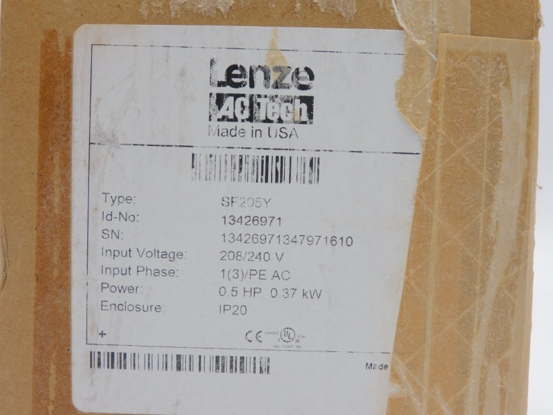 LENZE AC TECH SF205Y 13426971 208/240V 5.4/4.7A NSMP