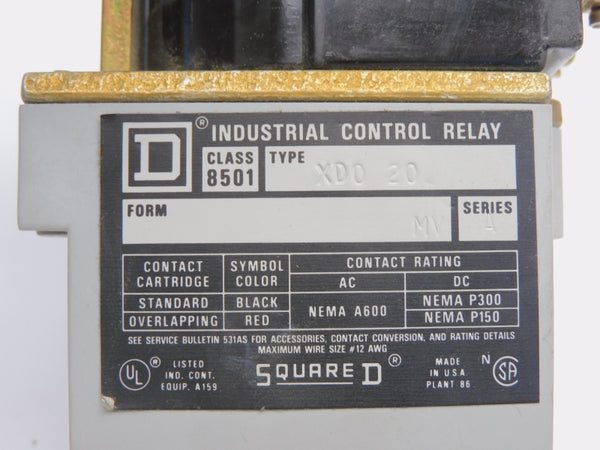 SQUARE D 8501XD020 SER. A 230/250VDC NSNP