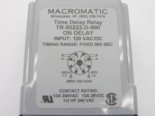 MACROMATIC TR-50222-D-990 120VAC/DC 10A 950SEC UNMP