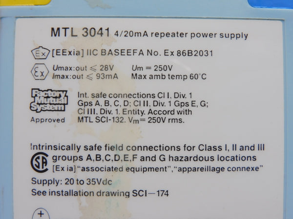 MTL MTL3041 250V NSNP
