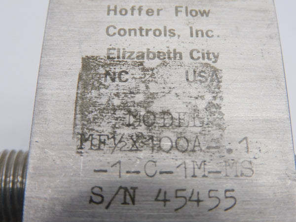 HOFFER FLOW CONTROLS MF-1/2X100A-.1-1-C-1M-MS NSNP