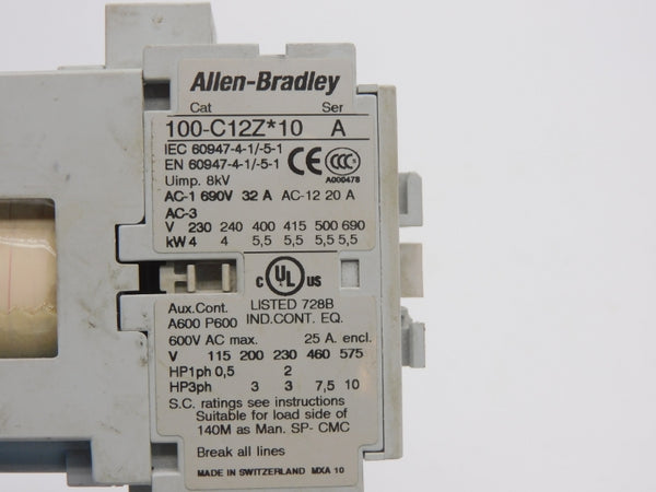 ALLEN BRADLEY 100-C12ZJ10 SER. A 24VDC 32A UNMP
