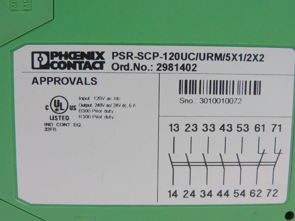 PHOENIX CONTACT PSR-SCP-120UC/URM/5X1/2X2 2981402 120VAC/DC 6A NSNP