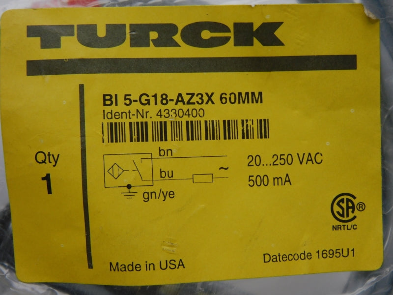 TURCK BI5-G18-AZ3X 4330400 20-250VAC 60MM NSMP