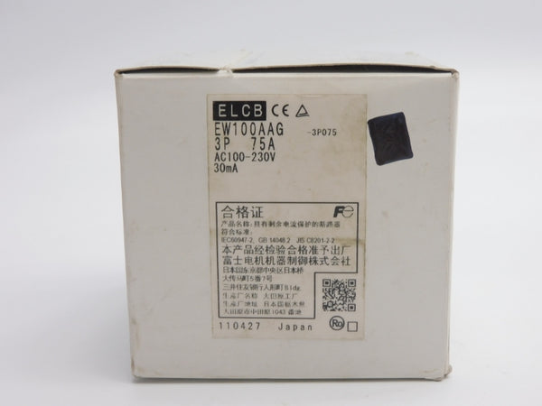 FUJI ELECTRIC EW100AAG-3P075 100-230VAC 75A NSMP