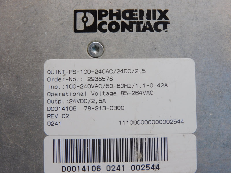 PHOENIX CONTACT QUINT-PS-100-240AC/24DC/2.5 2938578 100-240VAC 42A NSNP