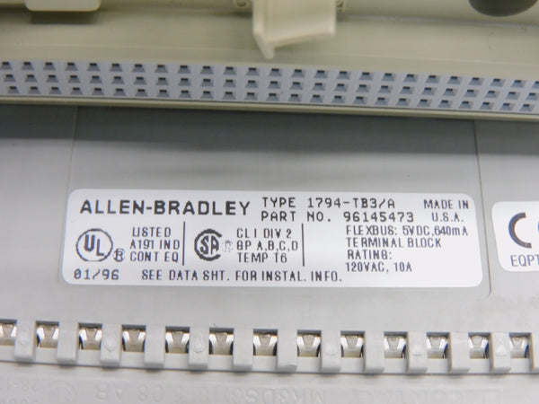 ALLEN BRADLEY 1794-TB3 SER. A 120VAC 10A UNMP
