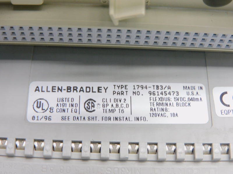 ALLEN BRADLEY 1794-TB3 SER. A 120VAC 10A UNMP