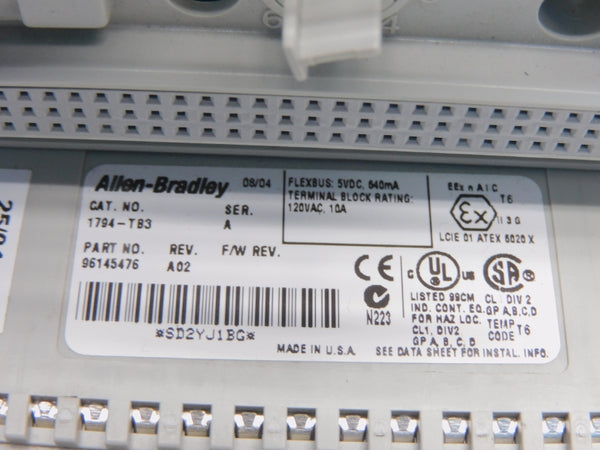 ALLEN BRADLEY 1794-TB3 SER. A REV. A02 120VAC 10A UNMP