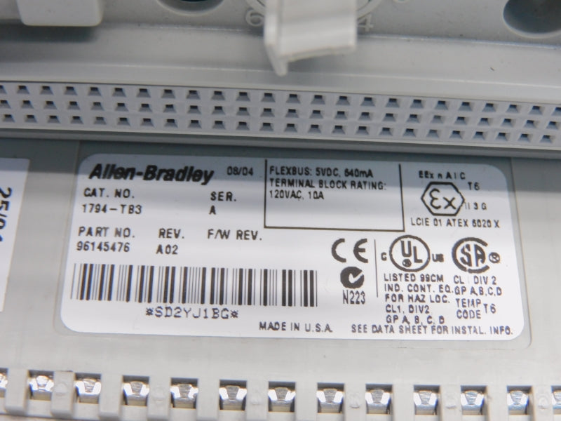 ALLEN BRADLEY 1794-TB3 SER. A REV. A02 120VAC 10A UNMP