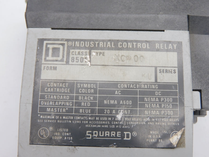 SQUARE D 8501X000 SER. A 110/120V 20A UNMP