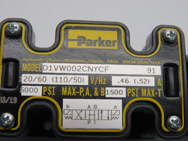 PARKER D1VW002CNYCF 110/120V .46/.52A 5000PSI NSNP