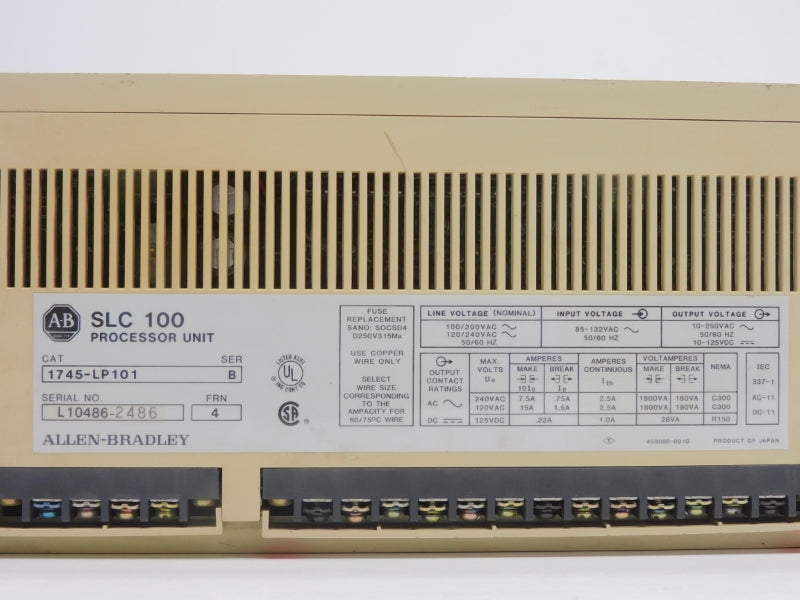 ALLEN BRADLEY 1745-LP101 SER. B F/W 4 10-250VAC 7.5A (AS IS) UNMP
