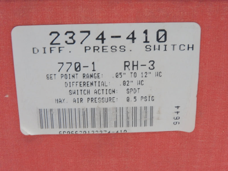 ROBERTSHAW 2374-410 AFS-222 277VAC 10A 0.5PSI NSMP