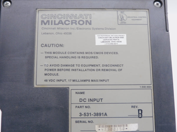 CINCINNATI MILACRON 3-531-3891A REV. B 48VDC UNMP