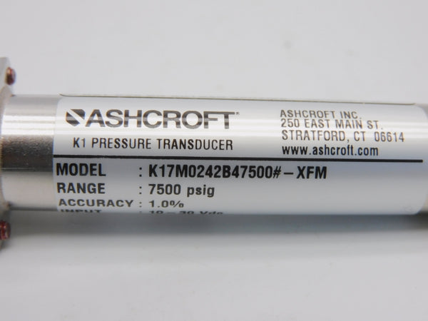 ASHCROFT K17M0242B47500#-XFM 10-30VDC 7500PSI NSMP