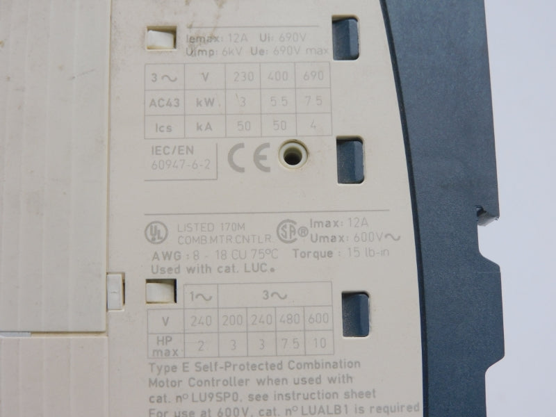 SCHNEIDER ELECTRIC LUB12 690V 12A UNMP