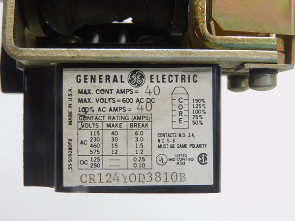GENERAL ELECTRIC CR124Y0D3810B 600V 40A  (AS PICTURED) UNMP