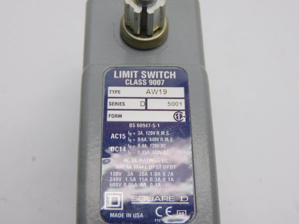 SQUARE D 9007AW19 SER. D 600V 3A NSMP