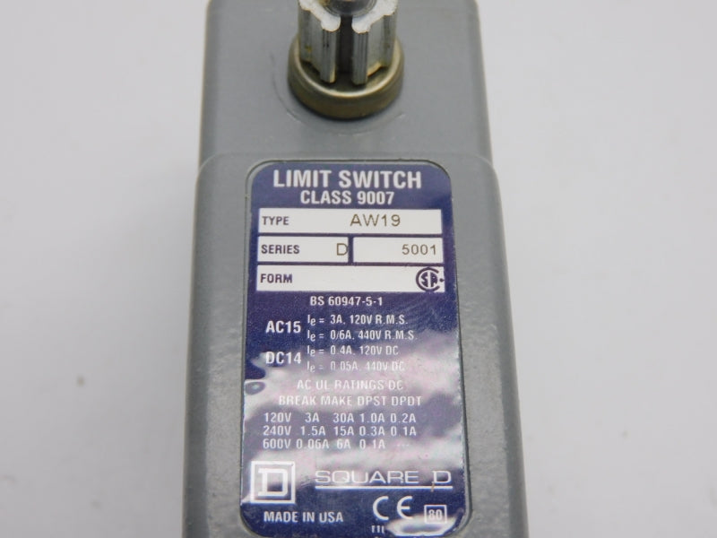 SQUARE D 9007AW19 SER. D 600V 3A NSMP