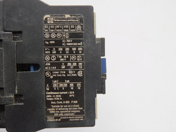 TELEMECANIQUE LC1D1810F7 110V 32A UNMP