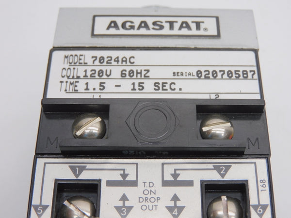 AGASTAT 7024AC 120V 1.5-15S (AS PICTURED)(NO KNOB) NSNP