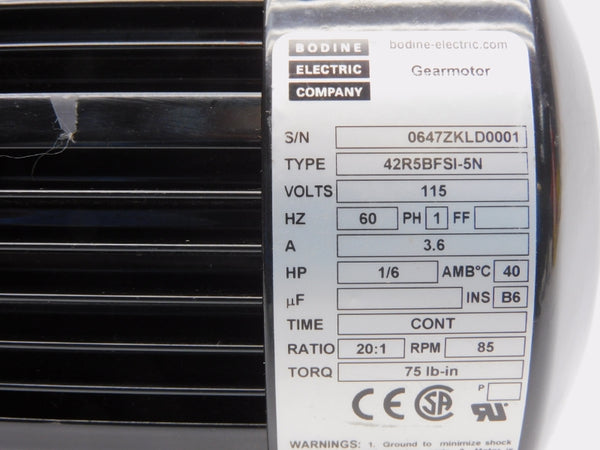 BODINE ELECTRIC 42R5BFSI-5N 115V 3.6A NSNP