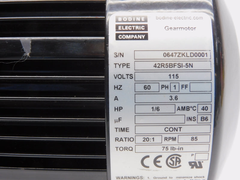 BODINE ELECTRIC 42R5BFSI-5N 115V 3.6A NSNP