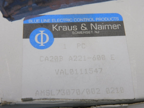 KRAUS&NAIMER CA20BA221-600E 600VAC 30A NSMP