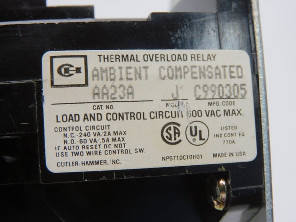 CUTLER HAMMER AA23A 600VAC 2A NSNP