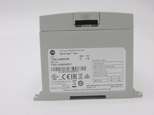 ALLEN BRADLEY 1762-L40BWAR SER. C F/W 14 100-240VAC NSMP