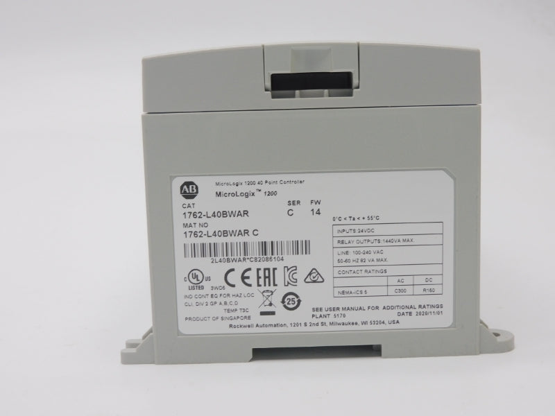 ALLEN BRADLEY 1762-L40BWAR SER. C F/W 14 100-240VAC NSMP