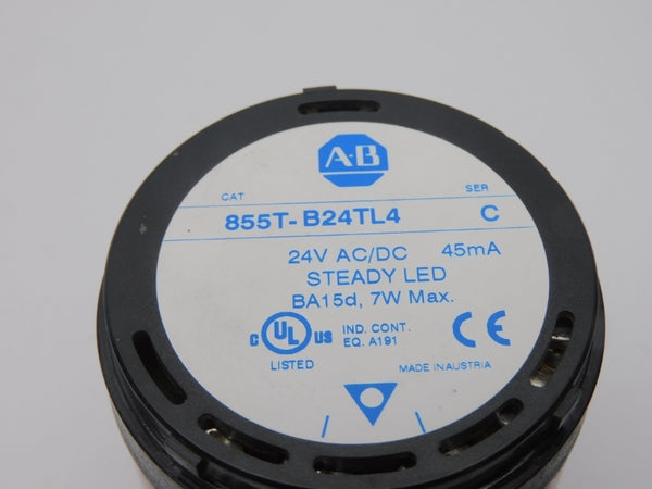 ALLEN BRADLEY 855T-B24TL4 SER. C 24VAC/DC (NO BULB) UNMP