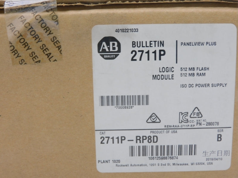 ALLEN BRADLEY 2711P-RP8D SER. B DATE: 2019 NSFS