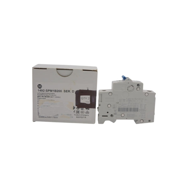 ALLEN BRADLEY 1492-SPM1B200 SER. D 277VAC 20A (PKG OF 2) (WH) NSMP