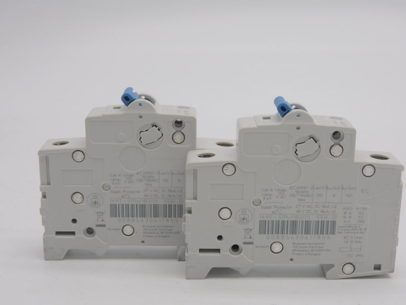 ALLEN BRADLEY 1492-SPM1B200 SER. D 277VAC 20A (PKG OF 2) (WH) NSMP