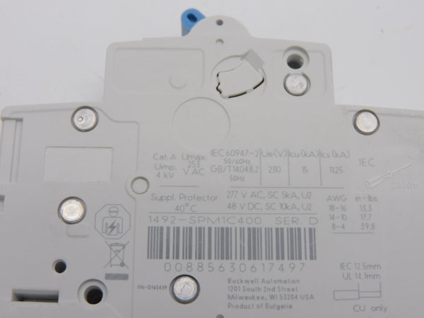 ALLEN BRADLEY 1492-SPM1C400 SER. D 277VAC 40A NSNP