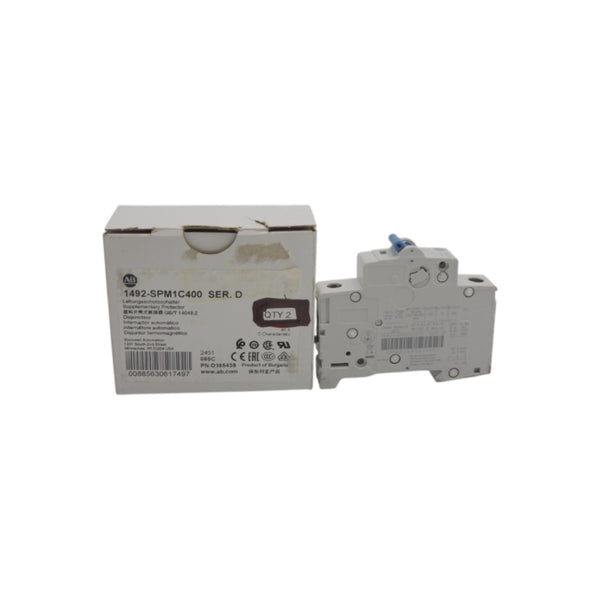 ALLEN BRADLEY 1492-SPM1C400 SER. D 277VAC 40A (PKG OF 2) (WH) NSMP