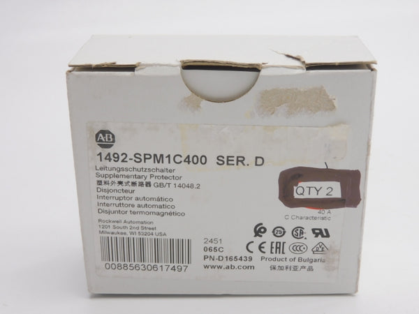ALLEN BRADLEY 1492-SPM1C400 SER. D 277VAC 40A (PKG OF 2) (WH) NSMP
