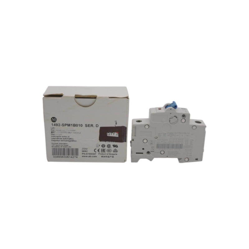 ALLEN BRADLEY 1492-SPM1B010 SER. D 277VAC 1A (PKG OF 2) (WH) NSMP