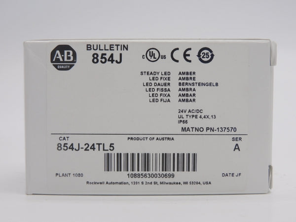 ALLEN BRADLEY 854J-24TL5 SER. A 24V (WH) NSMP