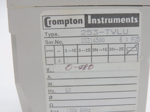 CROMPTON INSTRUMENTS 253-TVLU 0-480V NSNP