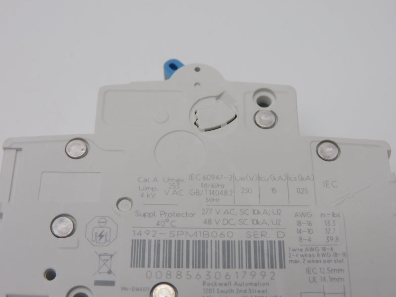 ALLEN BRADLEY 1492-SPM1B060 SER. D 277VAC 6A (PKG OF 2)(WH) NSMP