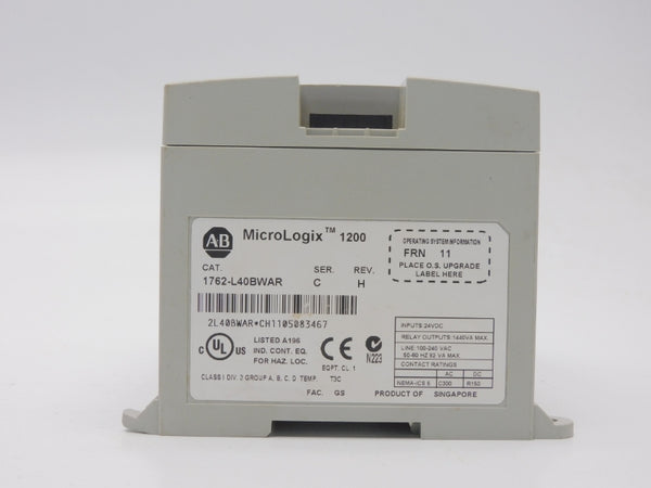 ALLEN BRADLEY 1762-L40BWAR SER. C F/W 11 REV. H 100-240VAC UNMP