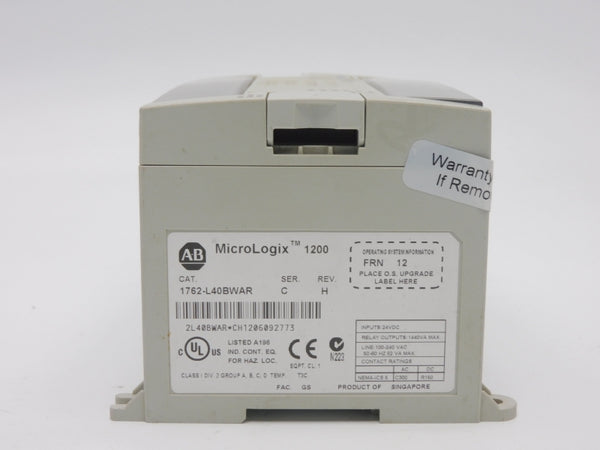 ALLEN BRADLEY 1762-L40BWAR SER. C F/W 12 REV. H 100-240VAC UNMP